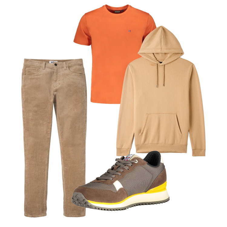 Outfit uomo - City. Stile Casual per Tutti i giorni. Abbinamento con pantaloni, felpe con cappuccio, sneakers, t-shirt.