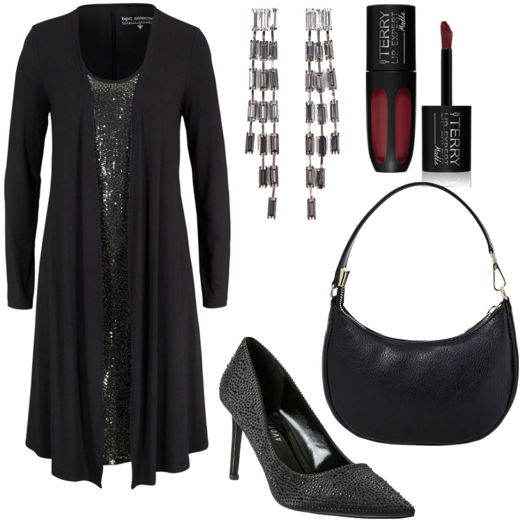 Outfit donna - Total look #1989610. Stile Sexy per Serata fuori. Abbinamento con vestiti, orecchini, rossetti, décolleté, borse a spalla.