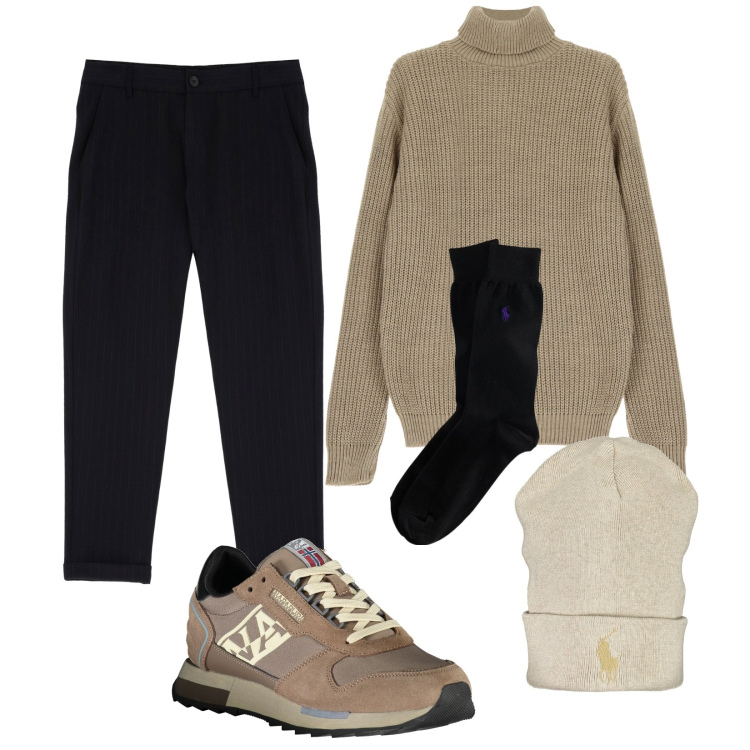 Outfit uomo - Total look #1989697. Stile Casual per Tutti i giorni. Abbinamento con maglieria, pantaloni, calzini, sneakers, berretti.