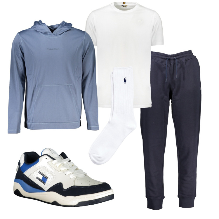 Outfit uomo - Total look #1989698. Stile Casual per Sport. Abbinamento con calzini, felpe sportive, sneakers, t-shirt, pantaloni.