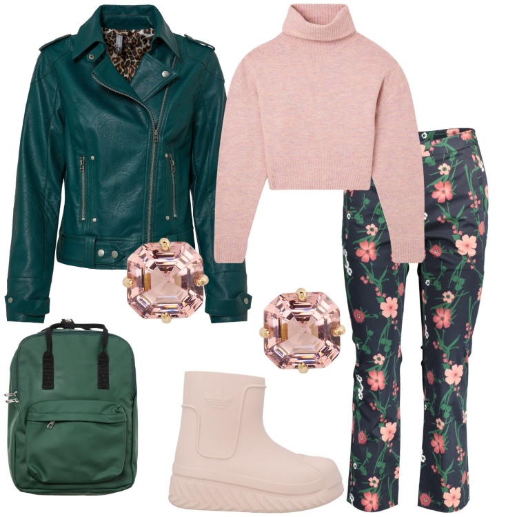 Outfit donna - Total look #1989699. Stile Casual per Tutti i giorni. Abbinamento con blazer, stivaletti, maglieria, zaini, orecchini, pantaloni.