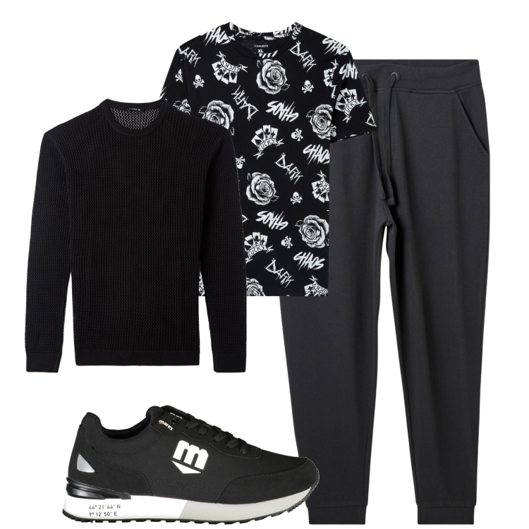 Outfit uomo - City. Stile Casual per Tutti i giorni. Abbinamento con t-shirt, maglieria, pantaloni, sneakers.