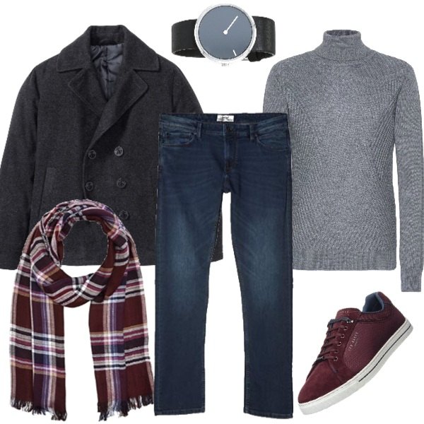 Outfit uomo - Urban #1511. Stile Urban per Tutti i giorni. Abbinamento con orologio analogico con cinturino in pelle.