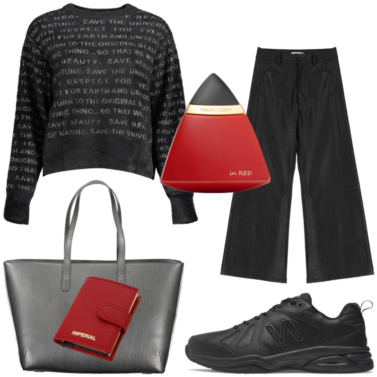Outfit donna - Total look #1989763. Stile Urban per Tutti i giorni. Abbinamento con profumi, sneakers, pantaloni, portafogli, maglieria, borse a spalla.