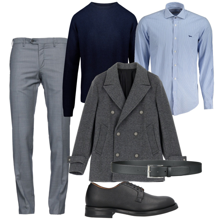 Outfit uomo - Eleganza innata. Stile Casual per Tutti i giorni. Abbinamento con cinture, scarpe stringate, pantaloni, giacche, maglieria, camicie.