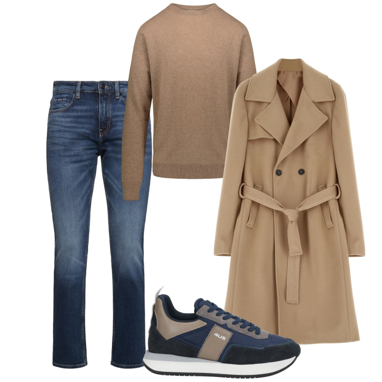 Outfit uomo - City. Stile Urban per Tutti i giorni. Abbinamento con sneakers, cappotti, maglieria, jeans.