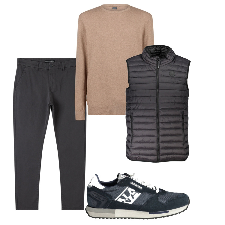 Outfit uomo - City. Stile Urban per Tutti i giorni. Abbinamento con pantaloni chino, maglieria, sneakers, giacche.
