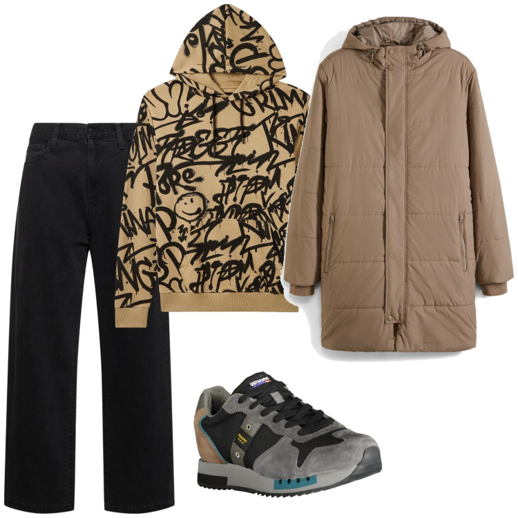 Outfit uomo - Liquirizia e nocciola. Stile Casual per Tutti i giorni. Abbinamento con giacche, felpe con cappuccio, sneakers, jeans.