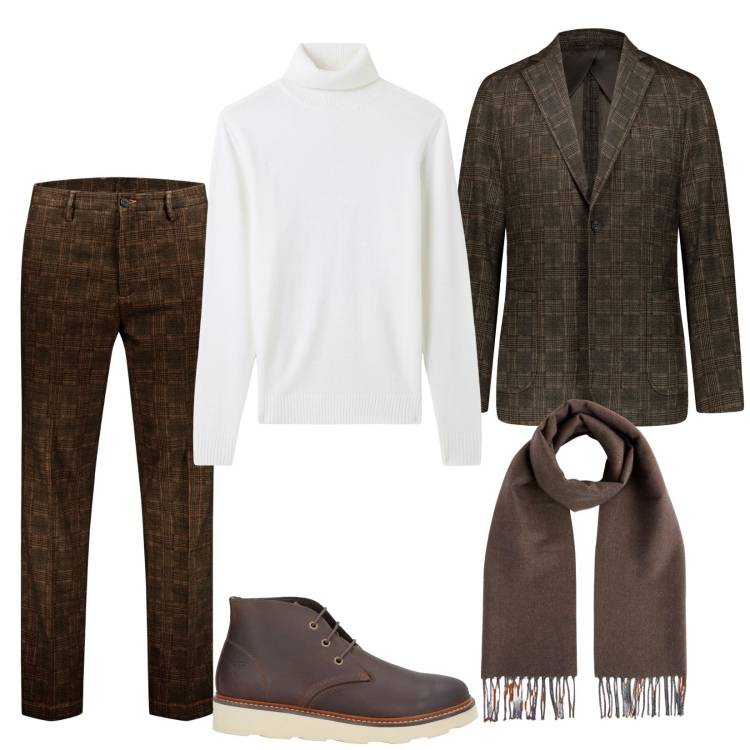 Outfit uomo - Un completo particolare. Stile Business/Elegante per Ufficio. Abbinamento con stivali e stivaletti, maglieria, pantaloni, giacche, sciarpe.