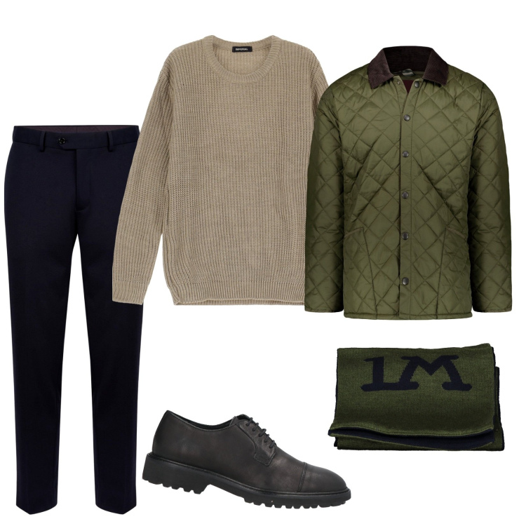 Outfit uomo - Total look #1990053. Stile Casual per Tutti i giorni. Abbinamento con scarpe stringate, maglieria, pantaloni, giacche, sciarpe.