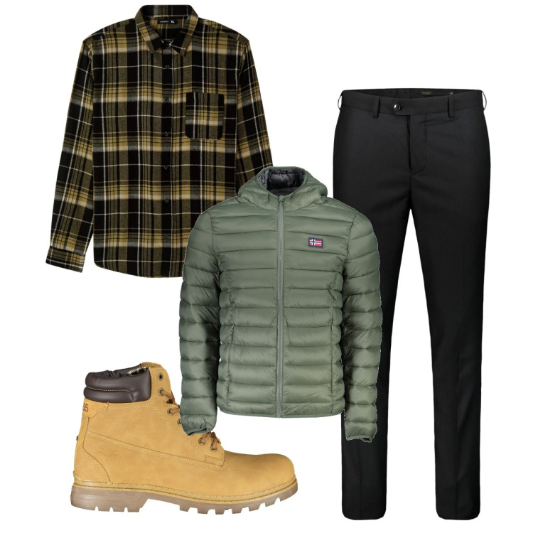 Outfit uomo - Camicia super calda. Stile Trendy per Tutti i giorni. Abbinamento con camicie, pantaloni, giacche, stivali.