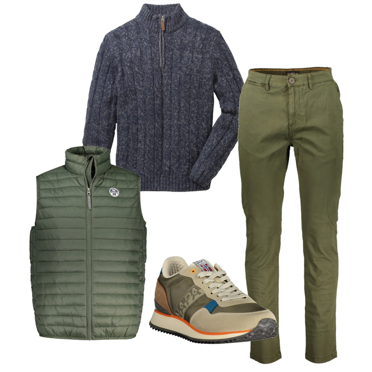 Outfit uomo - In centro. Stile Casual per Tutti i giorni. Abbinamento con maglieria, sneakers, giacche, pantaloni.