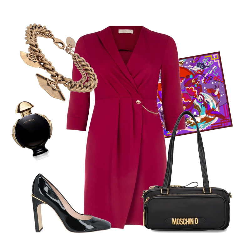Outfit donna - Total look #1990281. Stile Chic per Serata fuori. Abbinamento con braccialetti, décolleté, profumi, vestiti, borse a spalla, foulard.