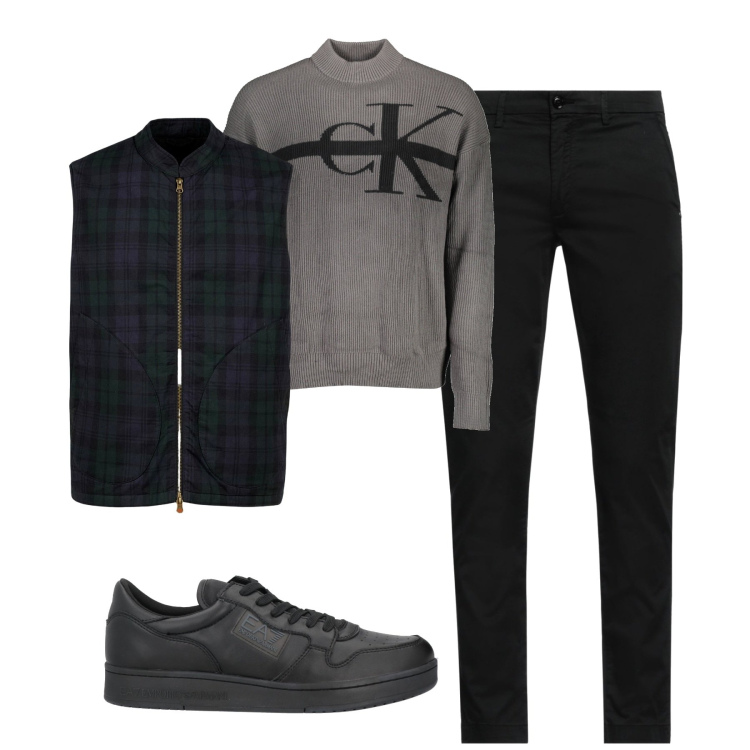 Outfit uomo - Total look #1990331. Stile Trendy per Tutti i giorni. Abbinamento con pantaloni, sneakers, piumini, maglieria.