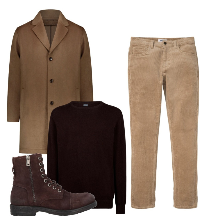 Outfit uomo - Stiloso. Stile Business/Elegante per Tutti i giorni. Abbinamento con pantaloni, stivali e stivaletti, maglieria, cappotti.
