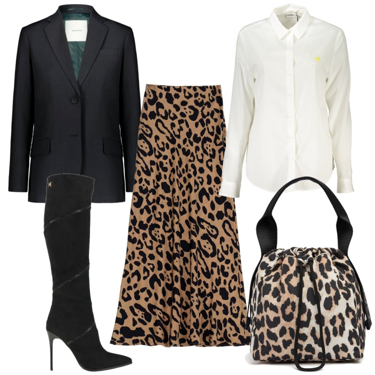 Outfit donna - Total look #1990500. Stile Sexy per Tutti i giorni. Abbinamento con stivali, gonne lunghe, blazer, borse a mano, camicie.