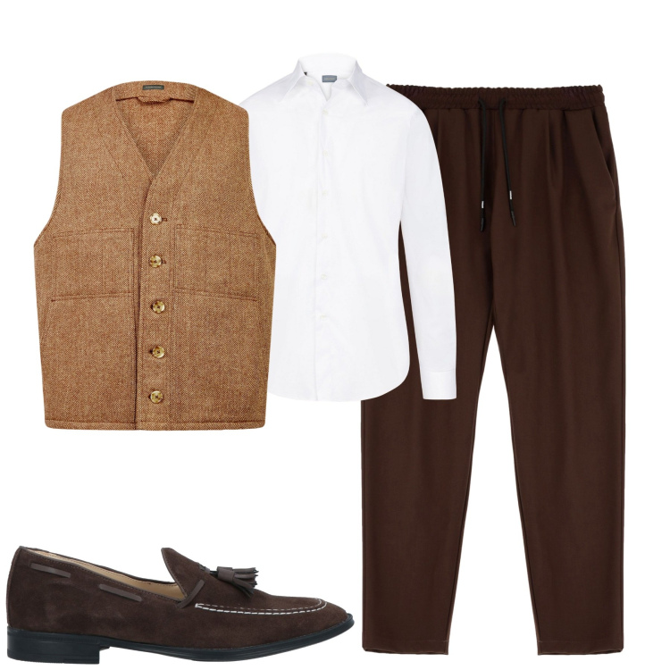 Outfit uomo - Total look #1990537. Stile Urban per Tutti i giorni. Abbinamento con scarpe stringate, pantaloni, gilet, camicie.