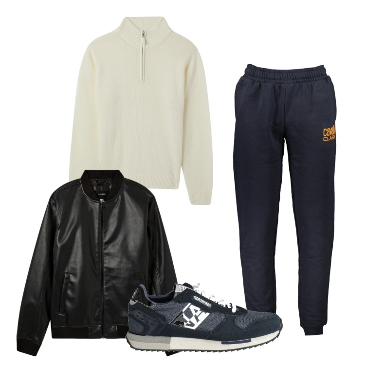 Outfit uomo - City. Stile Urban per Tutti i giorni. Abbinamento con bomber, maglieria, sneakers, pantaloni.