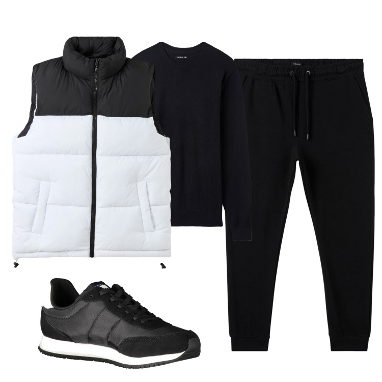 Outfit uomo - Total look #1990569. Stile Urban per Tutti i giorni. Abbinamento con piumini, maglieria, pantaloni, sneakers.