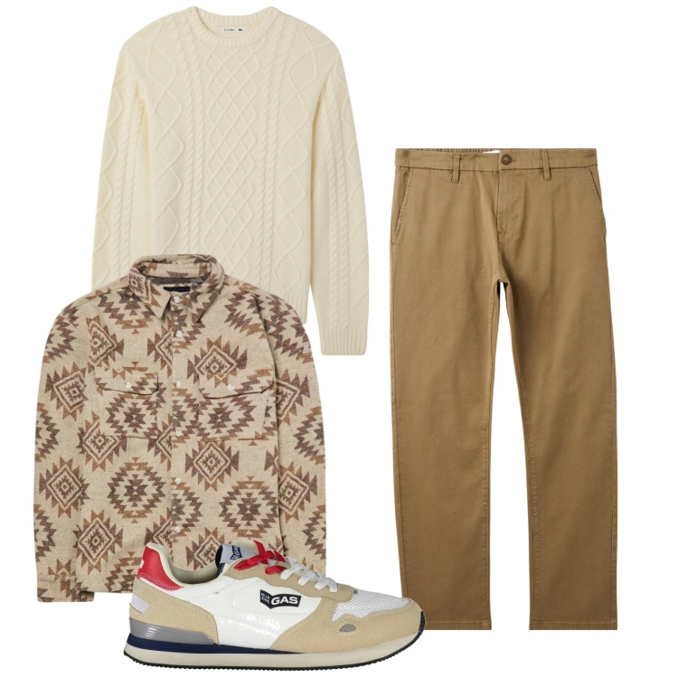 Outfit uomo - Le trecce. Stile Trendy per Tutti i giorni. Abbinamento con cappotti, pantaloni chino, maglieria, sneakers.