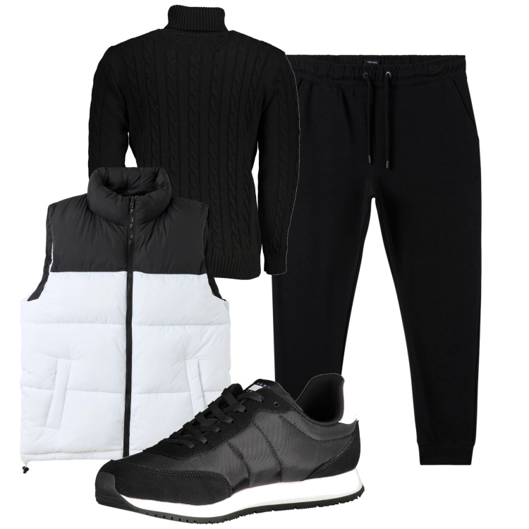 Outfit uomo - Total look #1990617. Stile Casual per Tutti i giorni. Abbinamento con piumini, pantaloni, sneakers, maglieria.