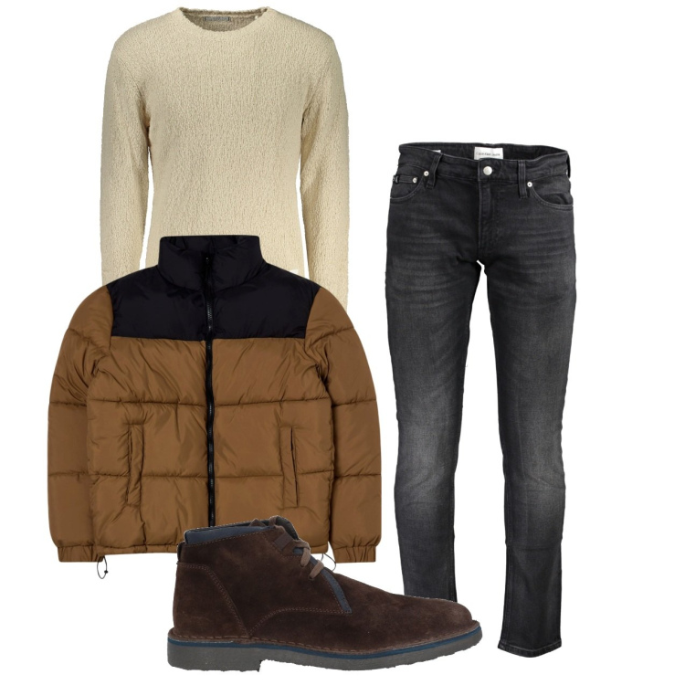 Outfit uomo - City. Stile Casual per Tutti i giorni. Abbinamento con stivali e stivaletti, giacche, maglieria, jeans slim fit.
