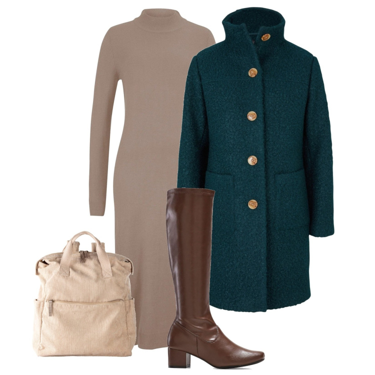 Outfit donna - Total look Bonprix. Stile Basic per Tutti i giorni. Abbinamento con cappotti, zaini, stivali, vestiti.