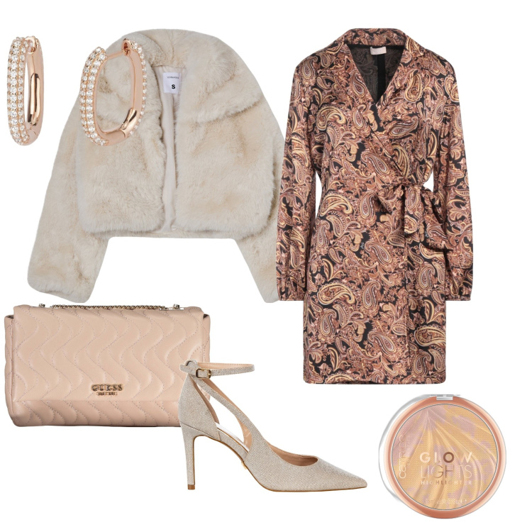 Outfit donna - Total look #1990898. Stile Bon Ton per Cerimonia. Abbinamento con vestiti corti, ciprie, blazer, orecchini, décolleté, borse a tracolla.