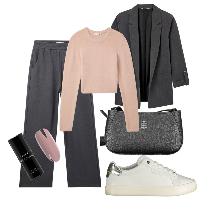 Outfit donna - Total look #1991077. Stile Basic per Tutti i giorni. Abbinamento con smalti, blazer, pantaloni, maglieria, sneakers, borse a tracolla.