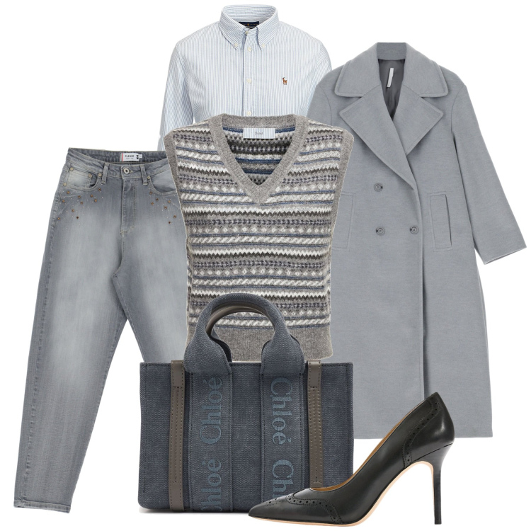 Outfit donna - Special grey. Stile Casual chic per Tutti i giorni. Abbinamento con jeans, cappotti, camicie, décolleté, borse a mano, maglieria.