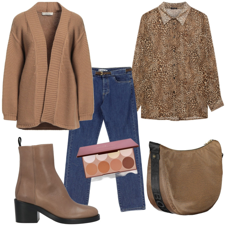 Outfit donna - Total look #1991341. Stile Casual chic per Tutti i giorni. Abbinamento con cardigans, stivaletti, terre, jeans dritti, borse a tracolla, camicie.