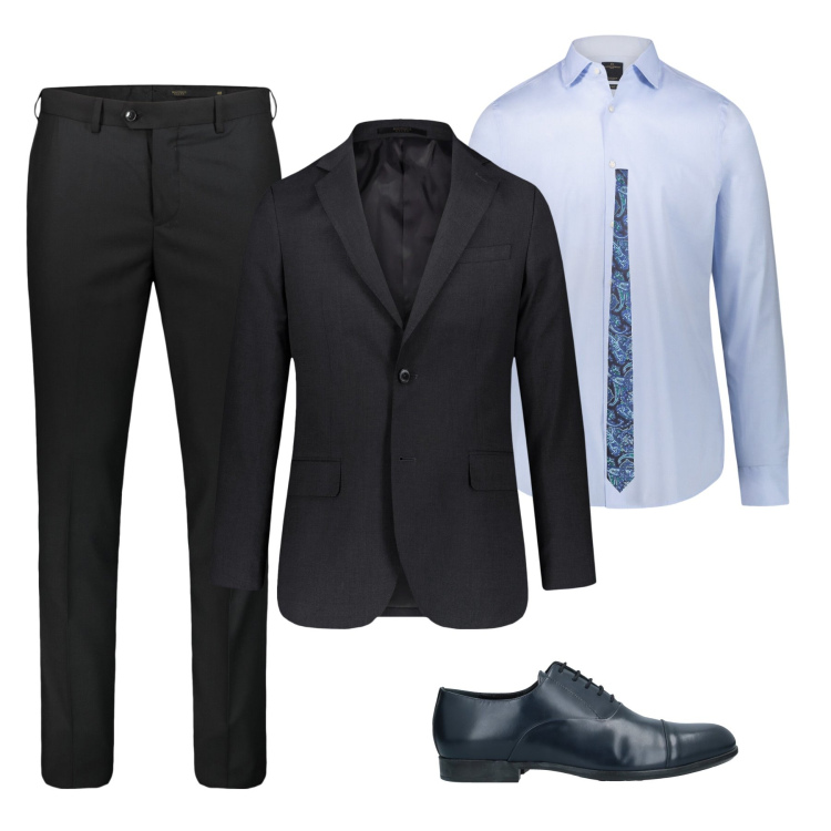 Outfit uomo - Con la cravatta. Stile Business/Elegante per Serata speciale. Abbinamento con scarpe stringate, camicie, giacche, pantaloni, cravatte.
