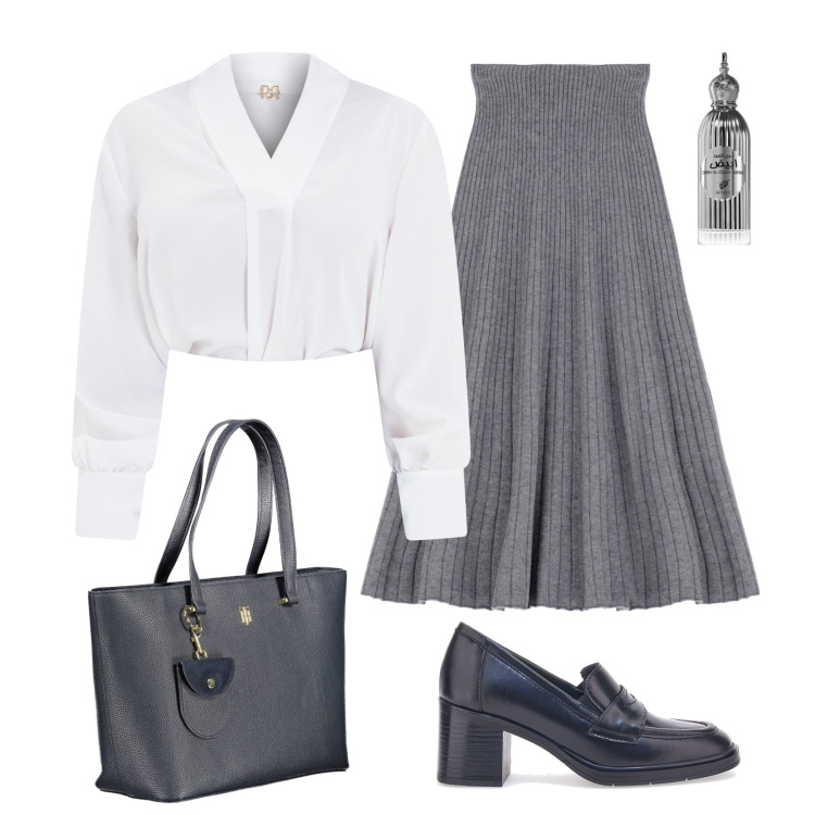 Outfit donna - Total look #1991400. Stile Casual chic per Tutti i giorni. Abbinamento con profumi, bluse, gonne longuette, mocassini, borse a spalla.