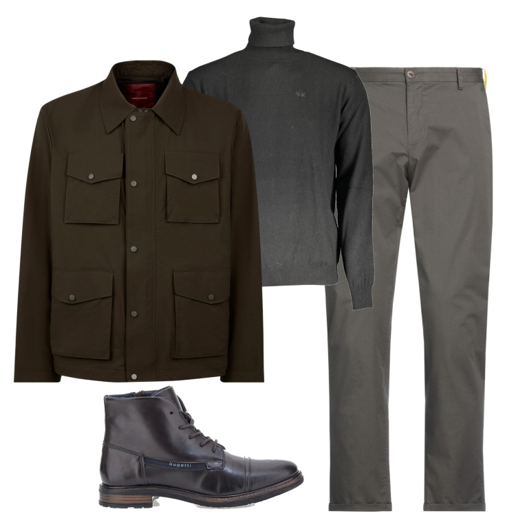 Outfit uomo - City. Stile Urban per Tutti i giorni. Abbinamento con pantaloni, stivali e stivaletti, giacche, maglieria.