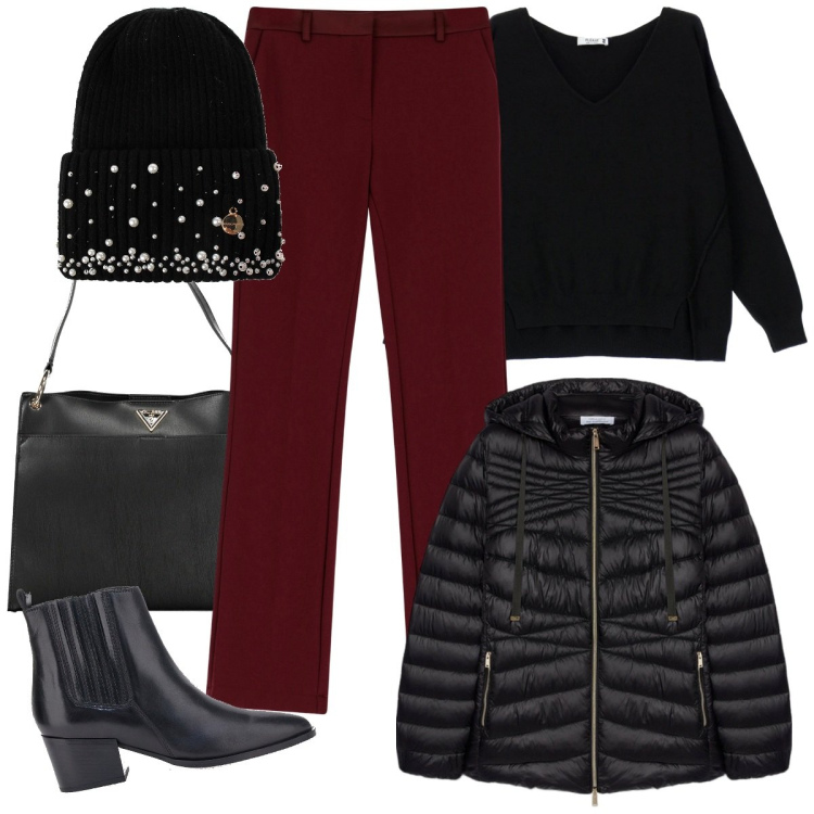 Outfit donna - Cappelli per l\'autunno - Focus donna cur. Stile Casual chic per Tutti i giorni. Abbinamento con maglieria, berretti, pantaloni, stivaletti chelsea, piumini, borse a spalla.