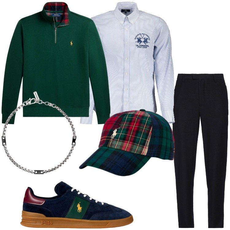 Outfit uomo - Al Golf Club. Stile Casual per Tutti i giorni. Abbinamento con pantaloni, braccialetti, sneakers, felpe, cappelli, camicie.