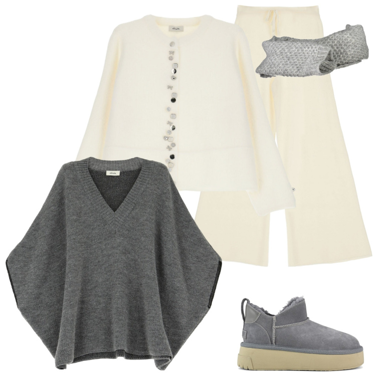 Outfit donna - Maglieria avvolgente. Stile Casual chic per Tutti i giorni. Abbinamento con pantaloni, cardigans, cappotti, stivali, sciarpe.