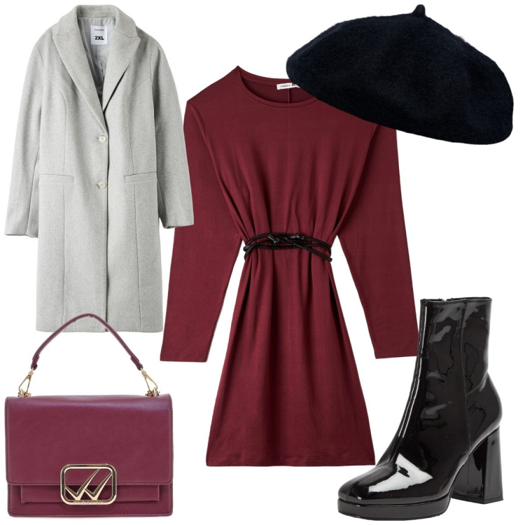 Outfit donna - Cappello e cappotto. Stile Trendy per Tutti i giorni. Abbinamento con vestiti midi/longuette, stivaletti, cappotti, cappelli e berretti, borse a tracolla.