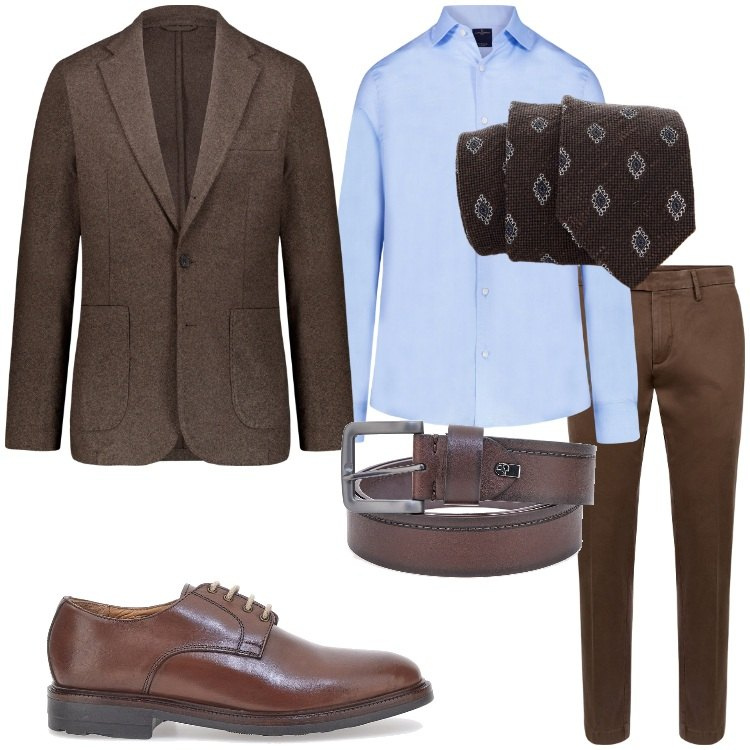 Outfit uomo - Serata elegante. Stile Business/Elegante per Serata speciale. Abbinamento con cravatte, camicie, pantaloni chino, giacche, scarpe stringate, cinture.