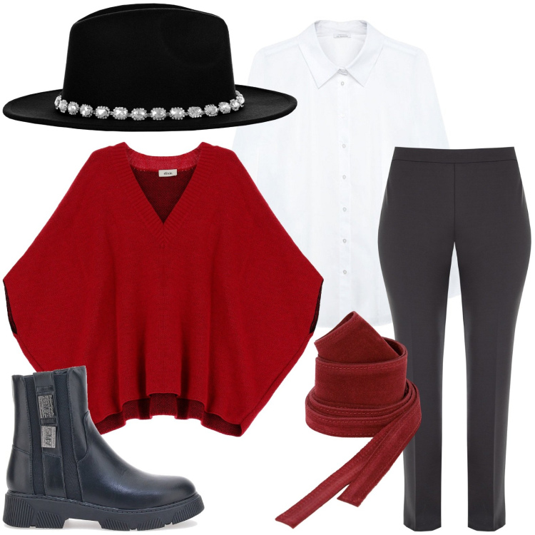 Outfit donna - Il cappello stiloso. Stile Bon Ton per Tutti i giorni. Abbinamento con pantaloni, cappelli, cappotti, cinture, stivaletti chelsea, camicie.