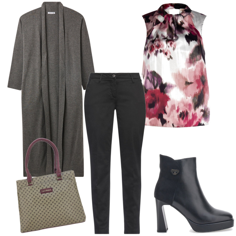 Outfit donna - Il cardigan comodo. Stile Trendy per Tutti i giorni. Abbinamento con pantaloni, cardigans, bluse, stivaletti, borse a mano.