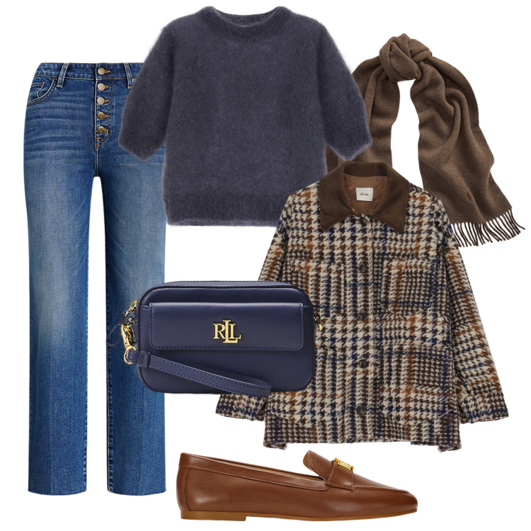 Outfit donna - Il maglioncino morbidoso. Stile Casual chic per Tutti i giorni. Abbinamento con blazer, maglieria, pochette, sciarpe, mocassini, jeans dritti.