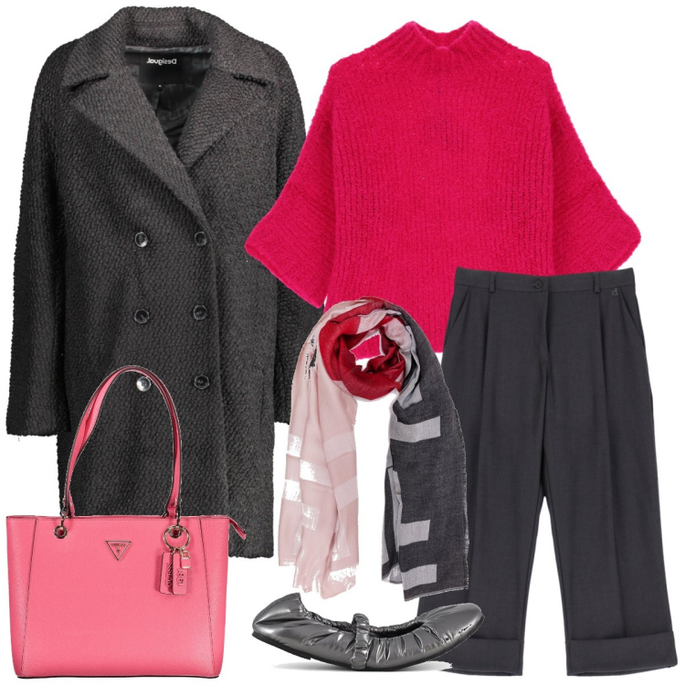 Outfit donna - Total look #1991927. Stile Chic per Tutti i giorni. Abbinamento con sciarpe, maglieria, pantaloni chino, ballerine, cappotti, borse a spalla.