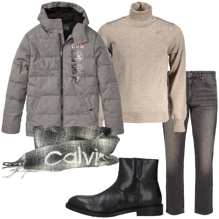 Outfit uomo - Stivaletto comodo. Stile Casual per Ufficio. Abbinamento con giacche, stivali e stivaletti, jeans, sciarpe, maglieria.
