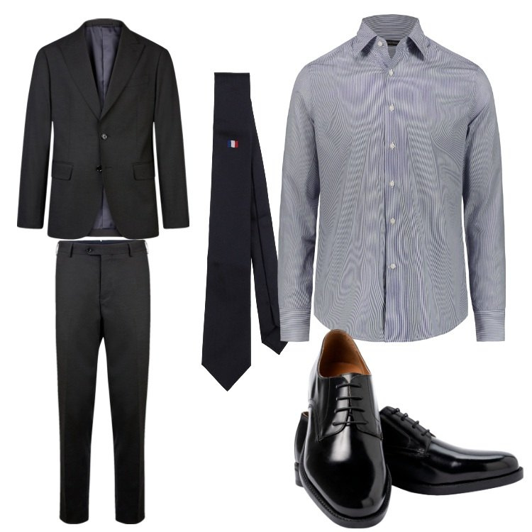 Outfit uomo - Cerimonia a novembre. Stile Business/Elegante per Cerimonia. Abbinamento con cravatte, abiti, scarpe stringate, camicie.
