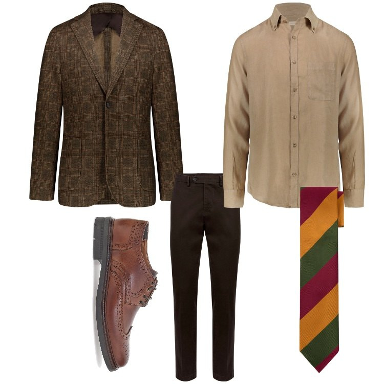 Outfit uomo - Alla prima a teatro. Stile Business/Elegante per Serata speciale. Abbinamento con giacche, pantaloni chino, camicie, cravatte, scarpe stringate.