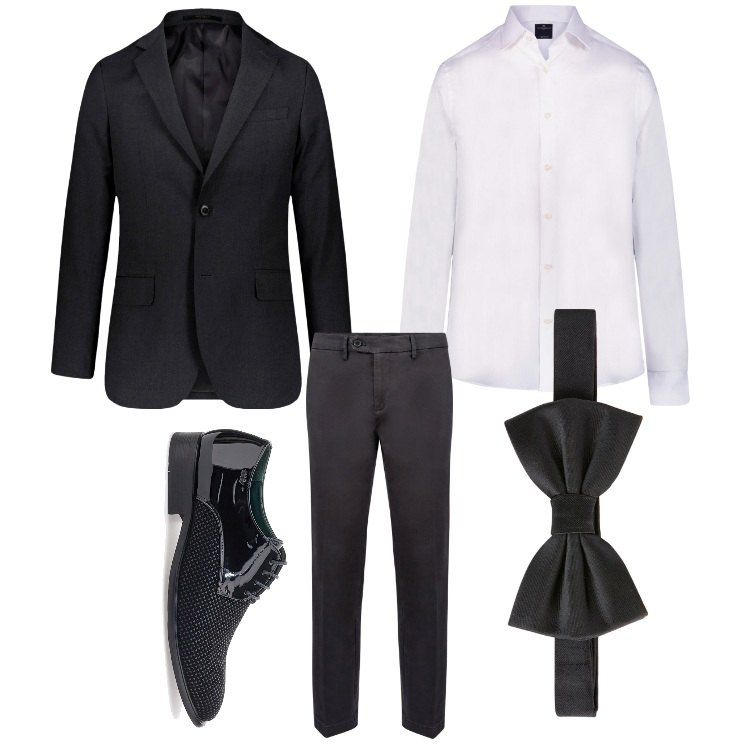 Outfit uomo - Matrimonio in novembre. Stile Business/Elegante per Cerimonia. Abbinamento con camicie, pantaloni chino, scarpe stringate, giacche, papillon.