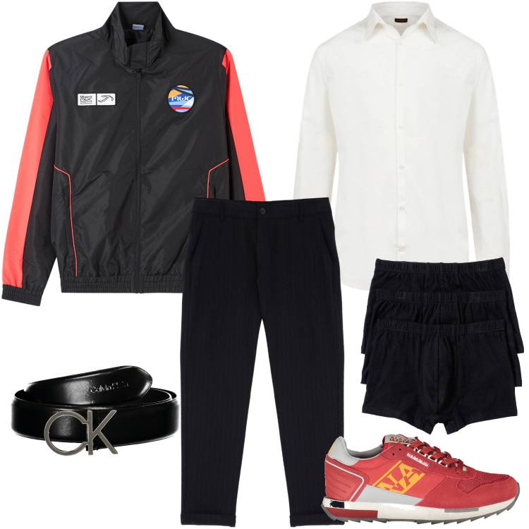 Outfit uomo - Ripararsi dal vento. Stile Urban per Tutti i giorni. Abbinamento con boxer, giacche, pantaloni, camicie, cinture, sneakers.
