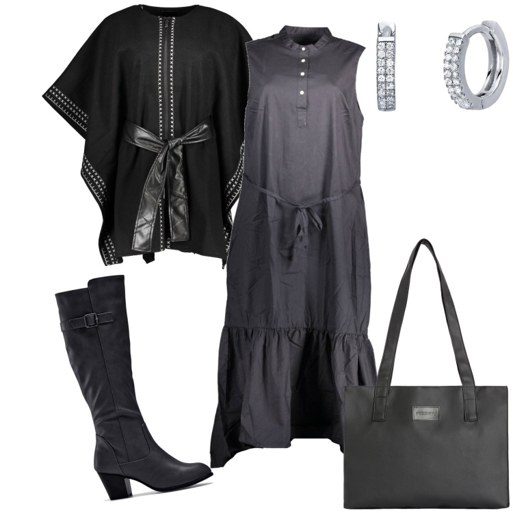 Outfit donna - Un po’ di folk. Stile Vintage retrò per Serata fuori. Abbinamento con stivali, orecchini, shopping bag, cappotti, vestiti lunghi.
