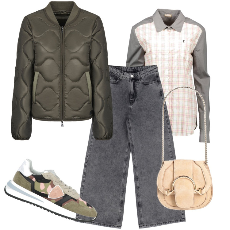 Outfit donna - Il jeans over size. Stile Urban per Tutti i giorni. Abbinamento con sneakers, marsupi, jeans, blazer, camicie.
